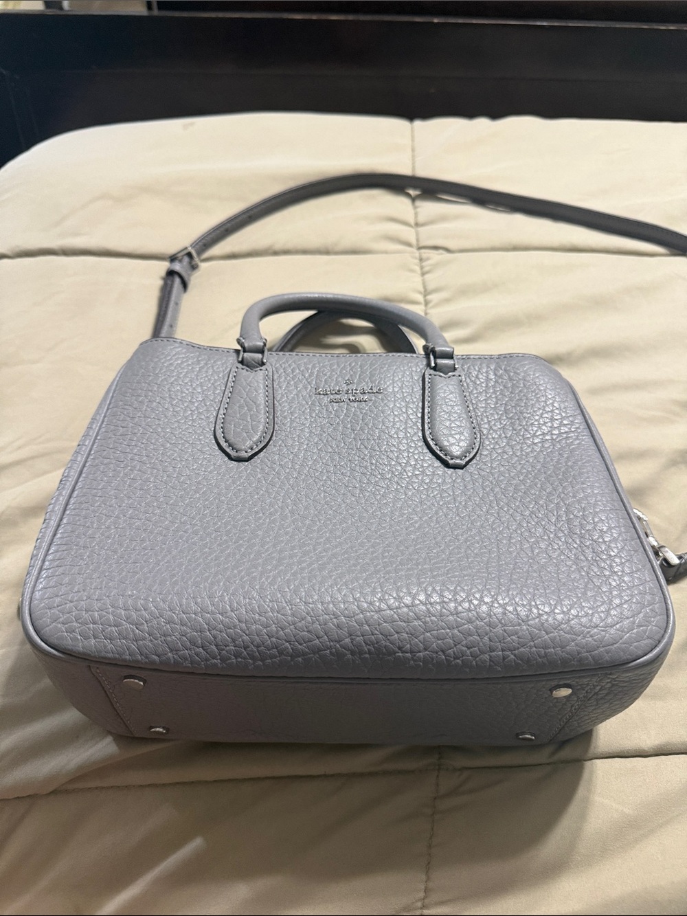 kate spade Pebbled Leather Satchel in Light Gray